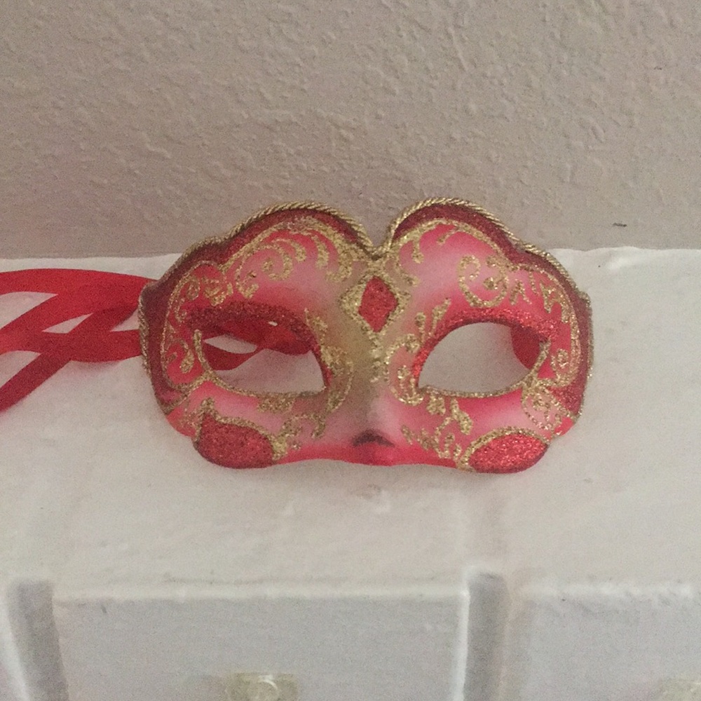 Red and Gold Venetian Masquerade Mask